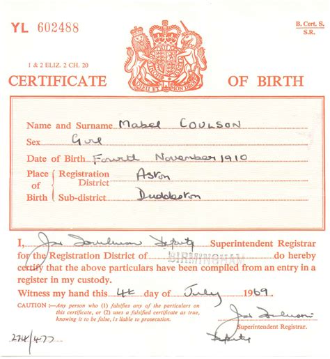 The Public Registry supplies information regarding the progress of notification and registration of the Act and availability of the Birth Certificate of the child when this is requested by the parents. . Birth certificate act 1933